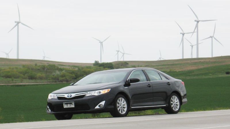 A 2012 Camry Hybrid before Kansas Wind generators. Photo © 2012 by Don Bain
