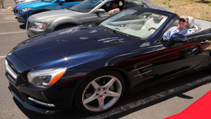 Me in the 2013 MB SL 550c. Photo © 2012 Phil Shuyler. 
