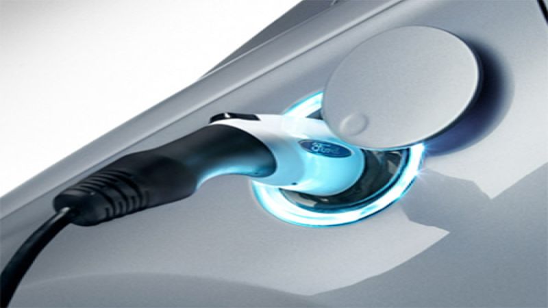 A Ford electrical recharging plug. Photo courtesy of Ford. 