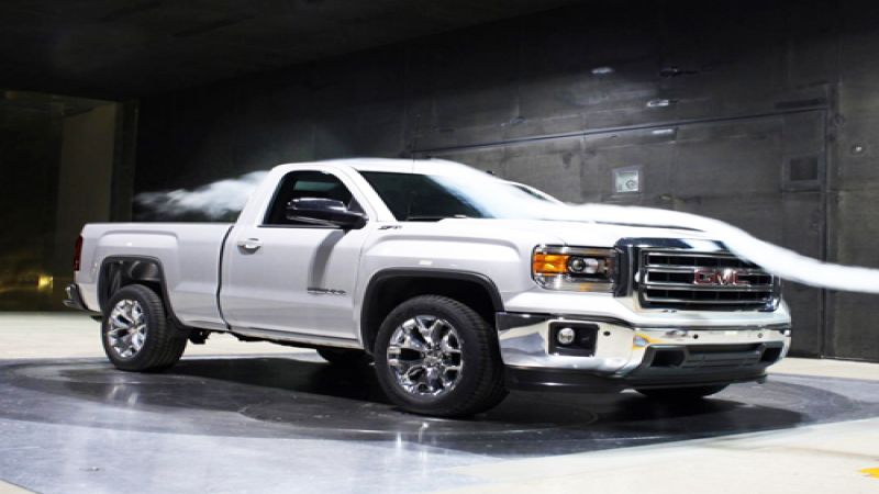 2014 GMC Sierra in wind tunnel testing. Image courtesy of Newspress. 