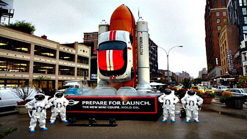 See the Mini Cooper Coupe Prepare to Launch float in the NYC Halloween parade.