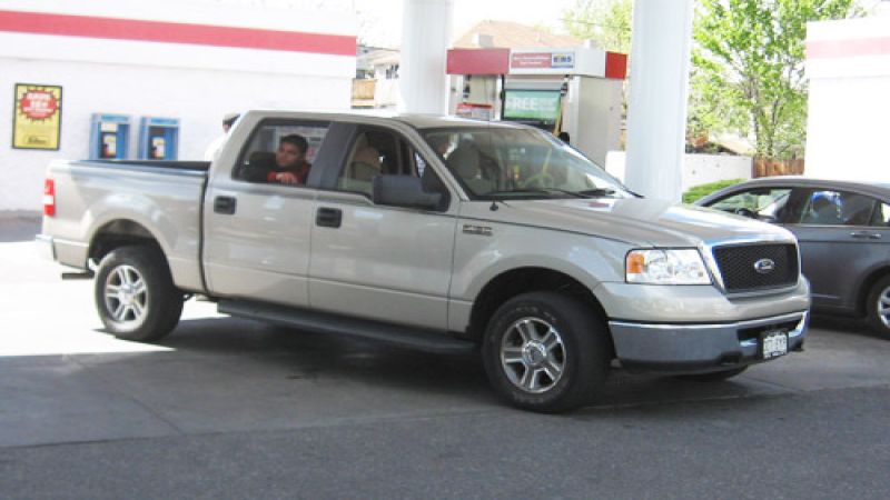 A big pickup at the gas pump. Photo by Don Bain