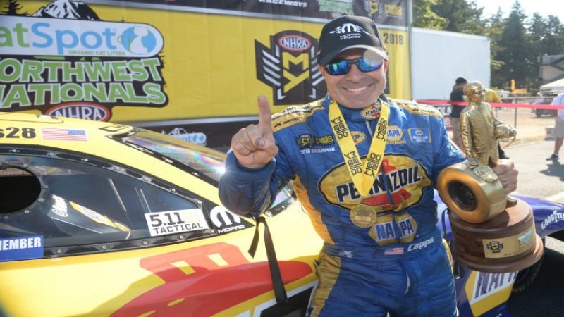 Ron Capps Celebrates a Charger Win