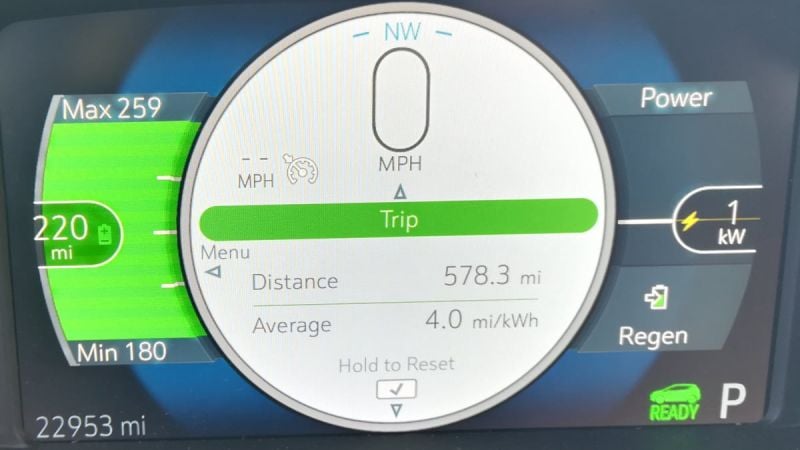 Chevy Bolt EV efficiency dashboard