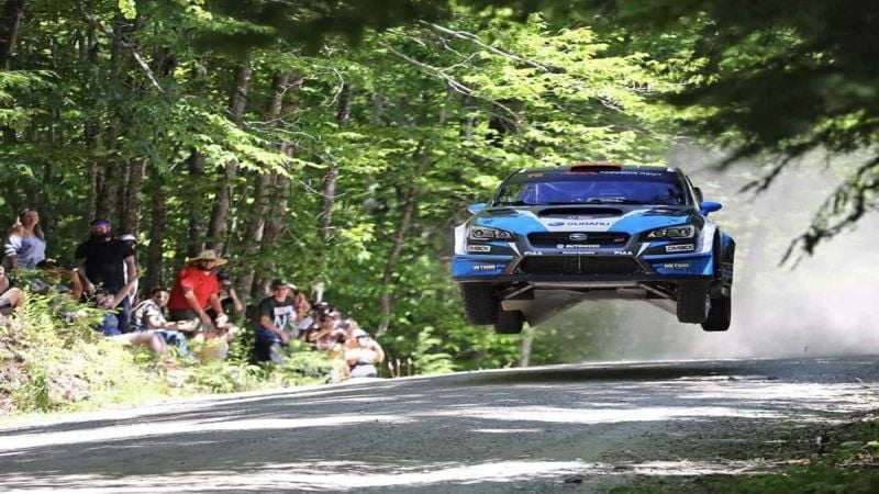 2018 Subaru WRX STI, NEFR, Ken Block, car catches fire and burns 