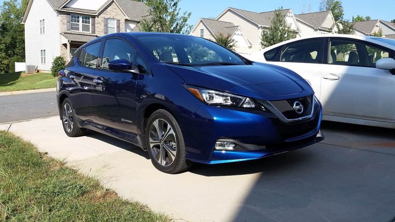 2019 Nissan Leaf PLUS SL Deep Blue Pearl Color Front Side View
