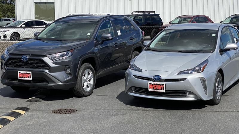 2020 Rav4 Hybrid and SIlver Prius AWD-e 
