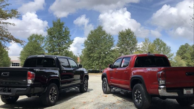 2020 Toyota Tacoma TRD Sport Midnight Black TRD Off-Road Barcelona Red back end