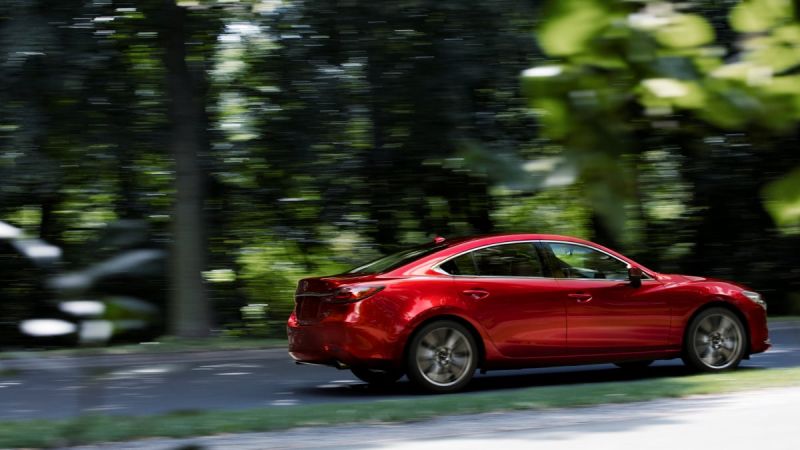 red 2021 Mazda 6 rear view dynamic