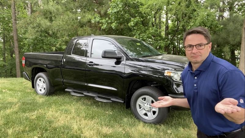 2021 Toyota Tundra SR Double Cab Midnight Black Metallic profile front end