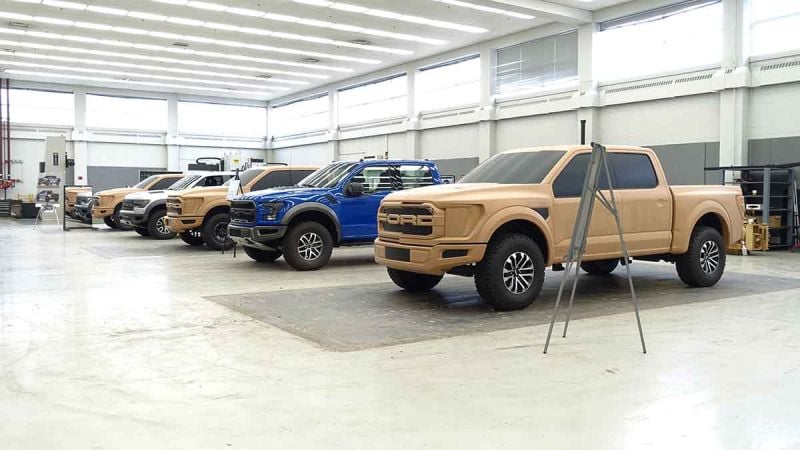 2021 Ford Raptor in design studio in clay