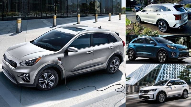 2022 Kia Niro PHEV and 2022 Kia Sorento PHEV, multiple angles