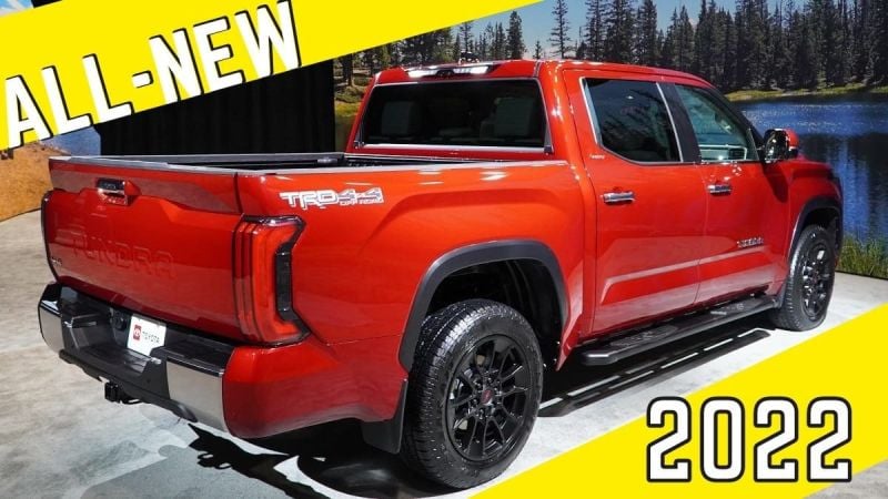 2022 Toyota Tundra Limited Supersonic Red profile view back end rear end