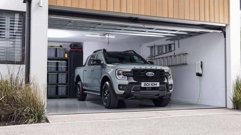 2023 Ford Ranger PHEV in garage