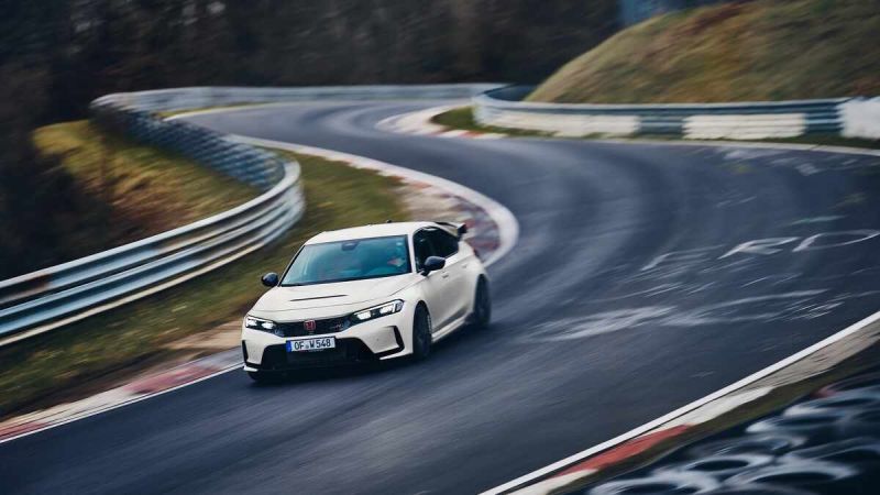 Image of 2023 Honda Civic Type R on track courtesy of Honda.