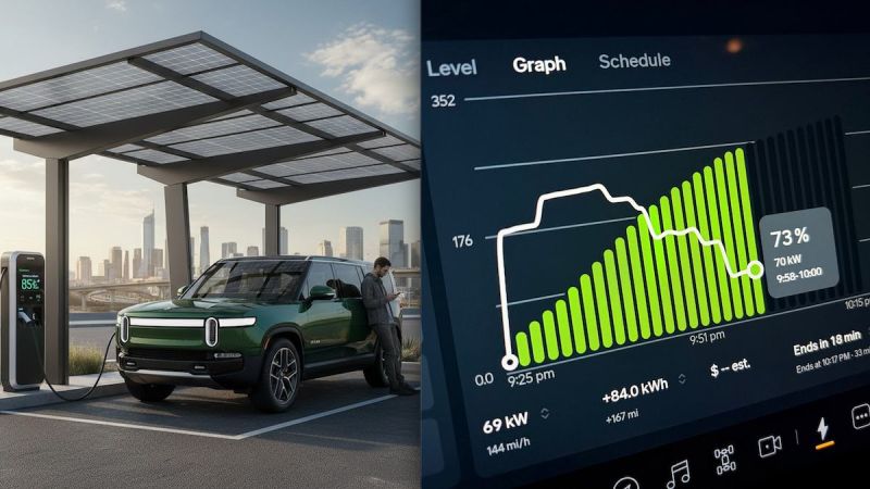 2024 Rivian R1S and screen graph