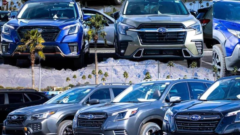2024 Subaru Forester vehicles on a Subaru dealership parking lot