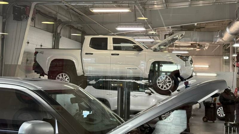2024 Toyota Tacoma being serviced at a dealership