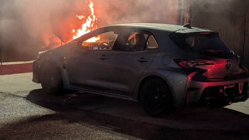 2025 Toyota GR Corolla catches fire after just 2,303 miles