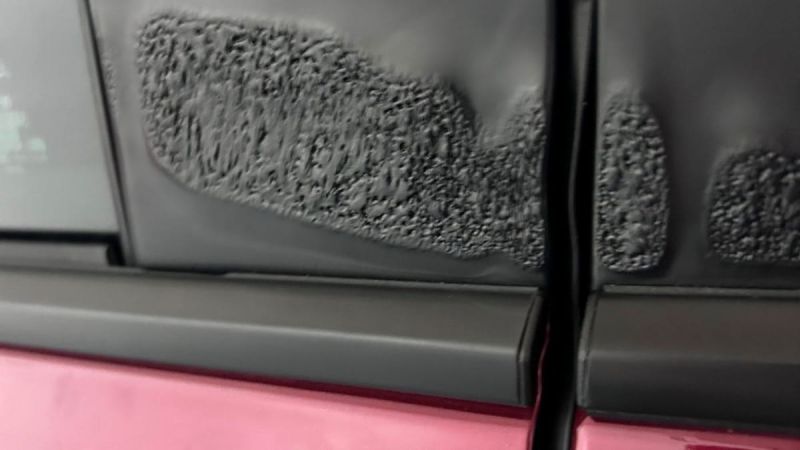 2025 Toyota Sienna damage - melted exterior plastic trim