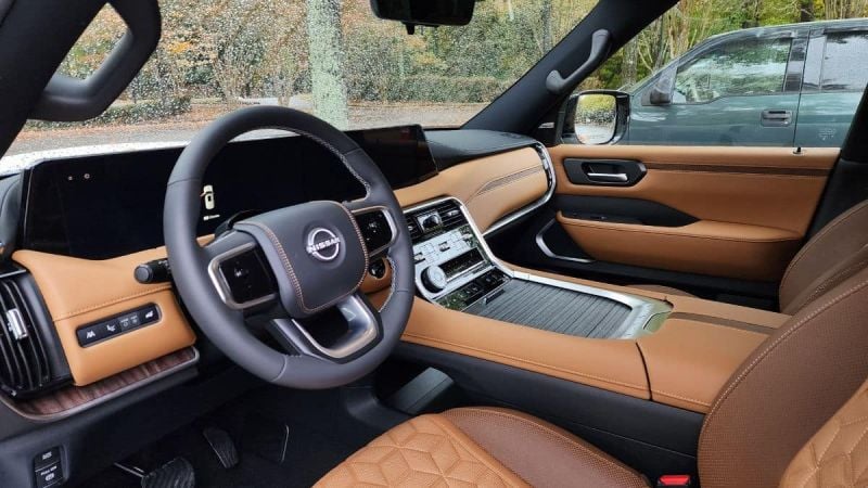 This is the 2026 Nissan Armada Platinum Reserve's front interior