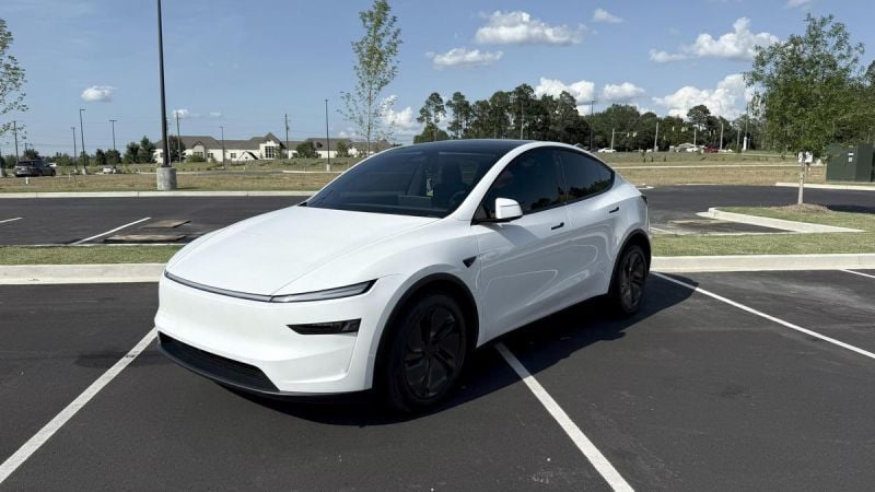 White Tesla Model Y Juniper