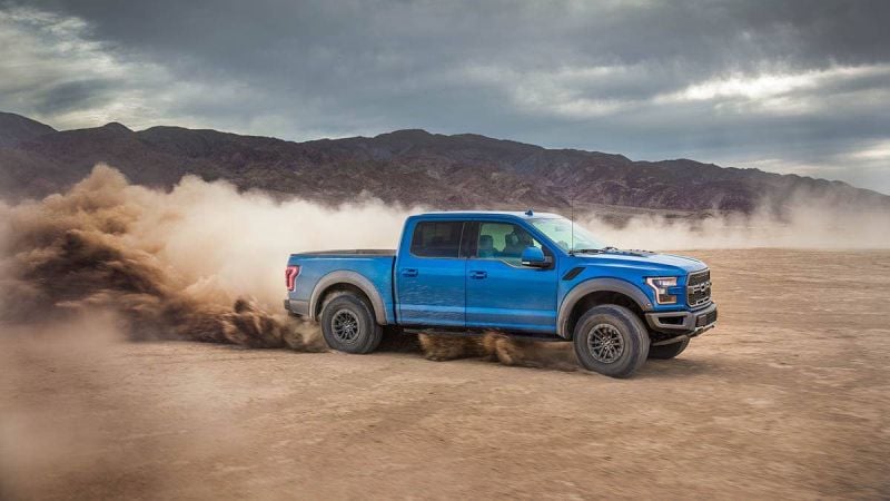 Blue 2020 Ford F-150 in the desert, ford truck sales