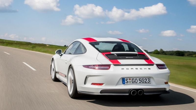 2020 Porsche 911 white with red stripes