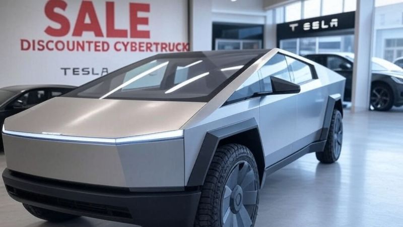 New Tesla Cybertruck discounted at a Tesla Service Center, image by Grok