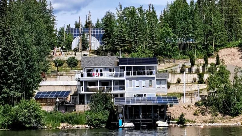 Home in British Columbia with multiple solar power installations. 