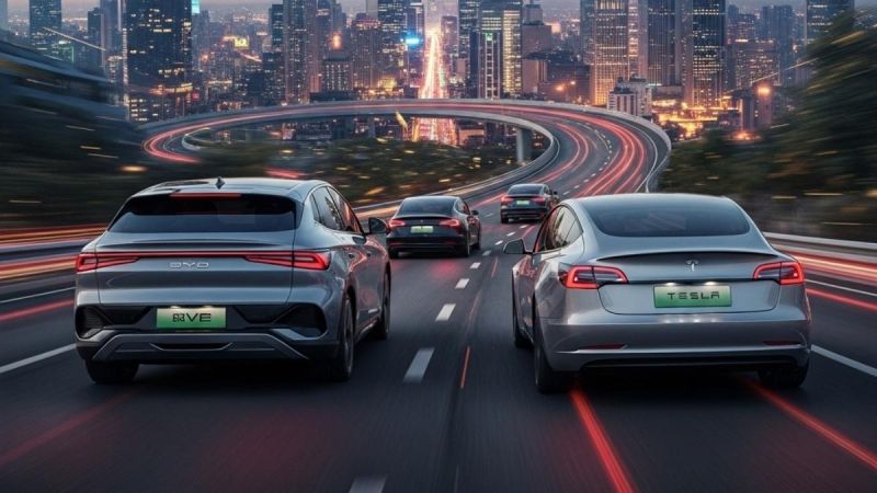 BYD vs. Tesla rendered in Gemini 