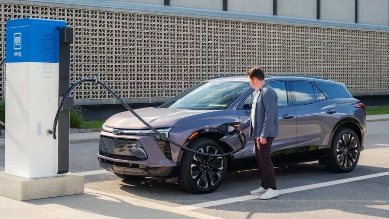 Gray Chevy Blazer EV Charging