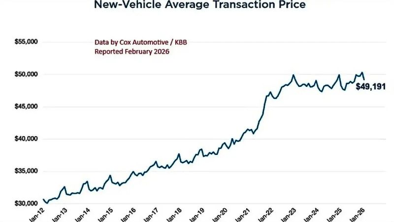 Chart show the average transaction price of vehicles in America declining, courtesy of Cox Automotive