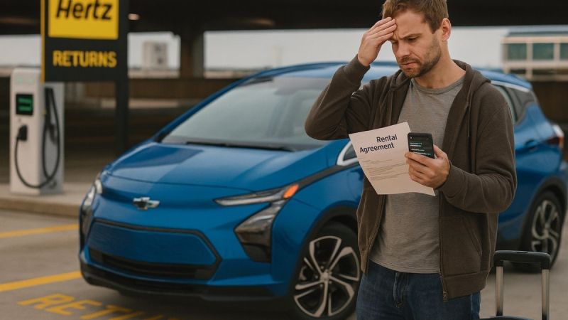 Blue Chevy Bolt EV rental problem