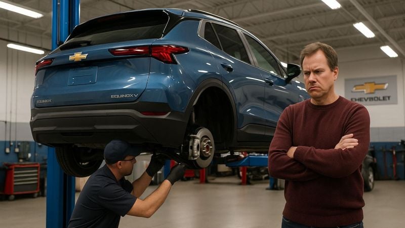 Chevy Equinox EV getting brakes inspected
