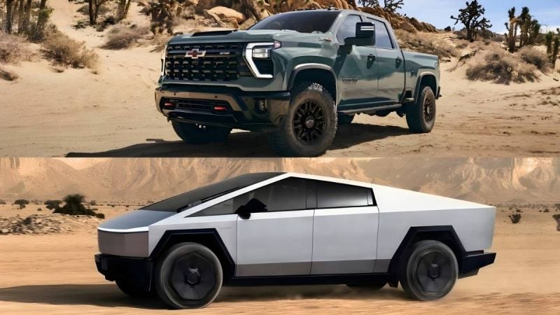 Tesla Cybertruck & Chevy Silverado