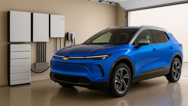 Chevy Equinox EV plugged into a GM Home Energy System