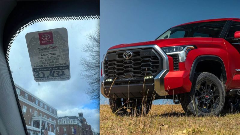 2024 Toyota Tundra and oil change sticker