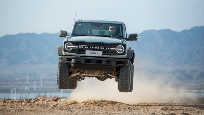 Ford Bronco going airborne off road