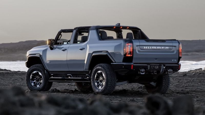 GMC Hummer EV truck on a beach