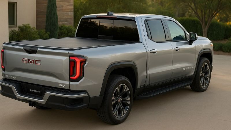 GMC Sierra EV with tonneau cover