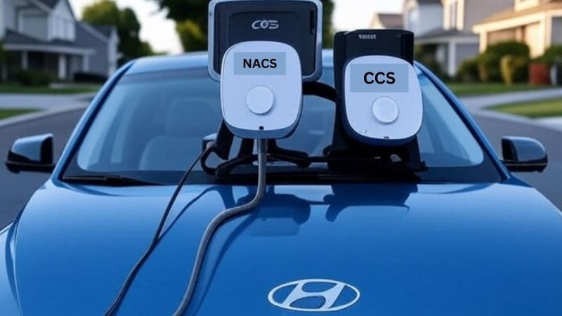 Hyundai Ioniq 5 with NACS and CCS Adapters