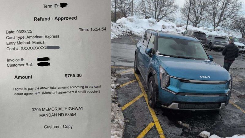 Blue Kia EV9 Service Bulletin with paper