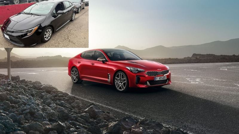 Kia Stinger and Toyota Corolla
