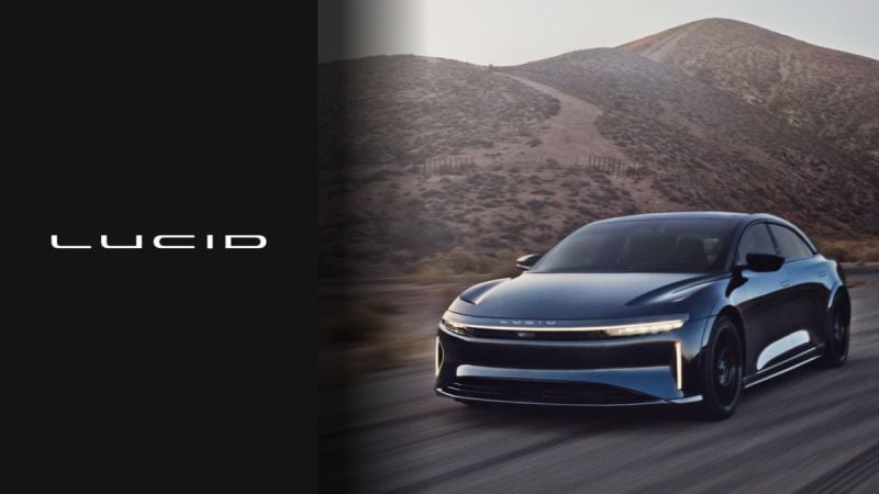 Lucid Air travelling down the highway 