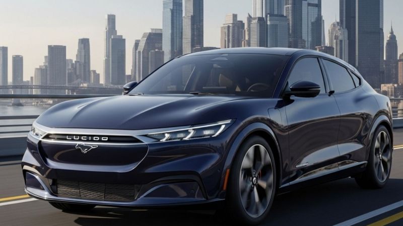 A blend of Lucid Sapphire and Ford Mustang Mach-e GT Performance