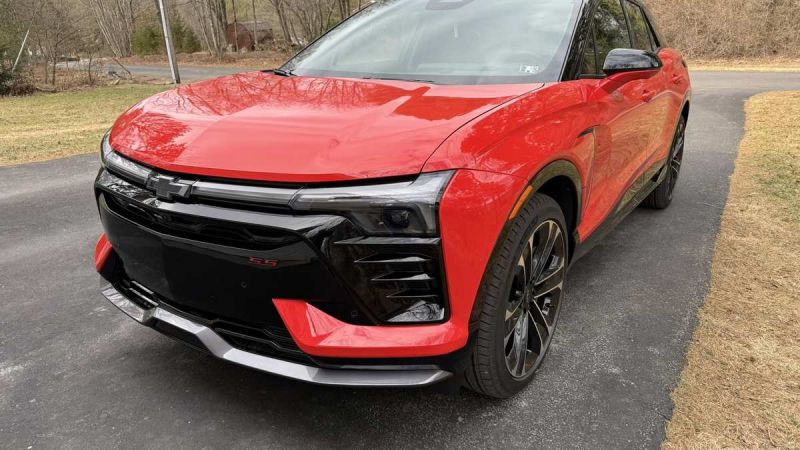 Red Chevy Blazer EV SS in Driveway 