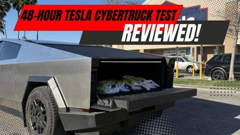 Tesla Cybertruck Exterior with Lowe's in the background
