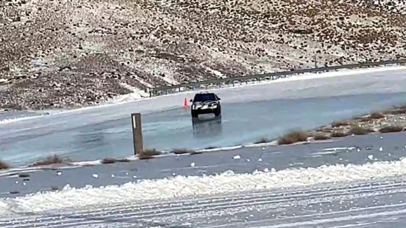 Tesla Cybertruck Shows Electric Slide on The Ice