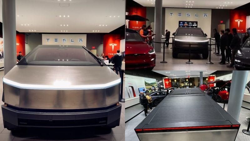 Tesla Cybertruck in showrooms